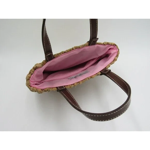 Lord & Taylor Purse Straw Rattan Handbag Retro Flowers Vacation Floral 90s VTG - Picture 3 of 16